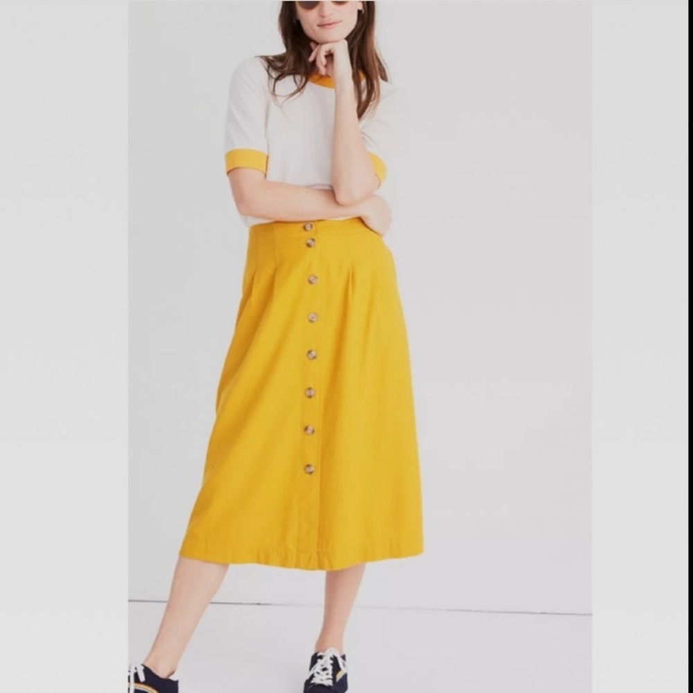 FP similar Front Button/Bk-Tie Yellow Aline-skirt